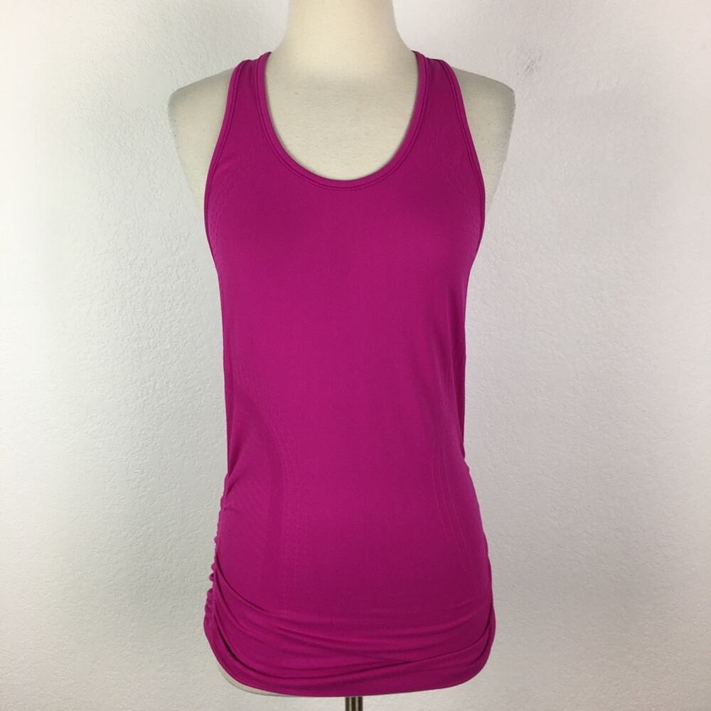 Athleta Pink Ruched Racerback Athletic  Tank Small - Picture 3 of 8